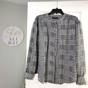Lane Byrant Houndstooth Blouse Size 16